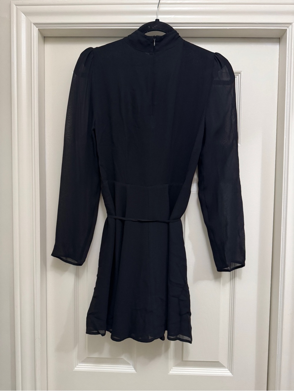 Reformation Ottessa Black Long-Sleeve Keyhole Wrap Mini Dress - Picture 6 of 7
